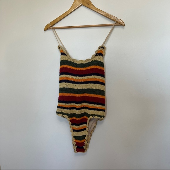 It’s Now Cool The Crochet One Piece Bathing Suit Stripe Size Extra Large NWT - Picture 3 of 6